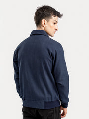 Navy Blue Casual Collar Jacket With Cargo Pocket
