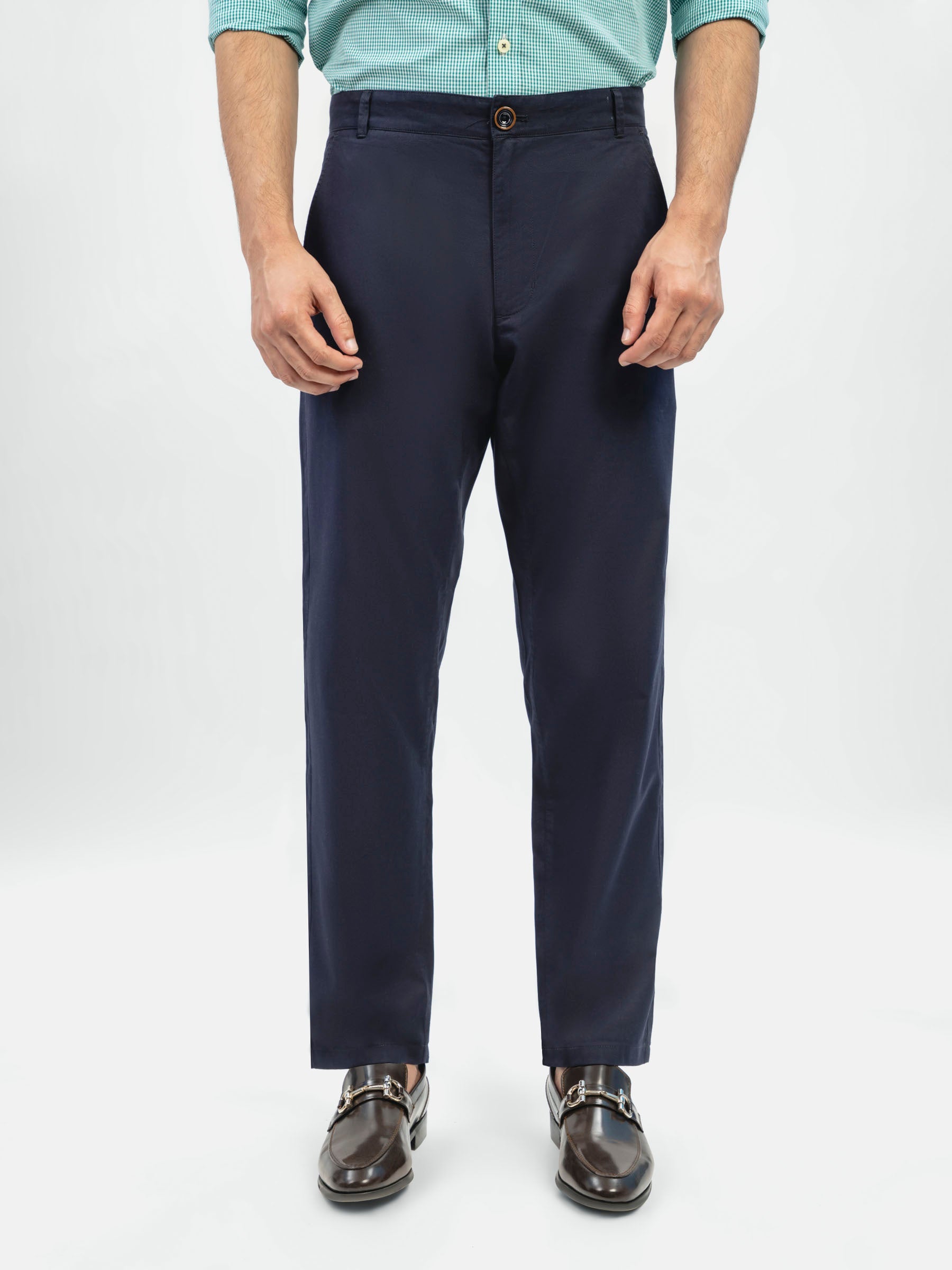 Navy Blue Casual Fit Chinos