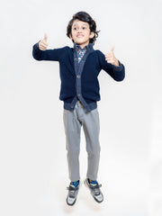 Navy Blue Chunky Casual Knitted Cardigan