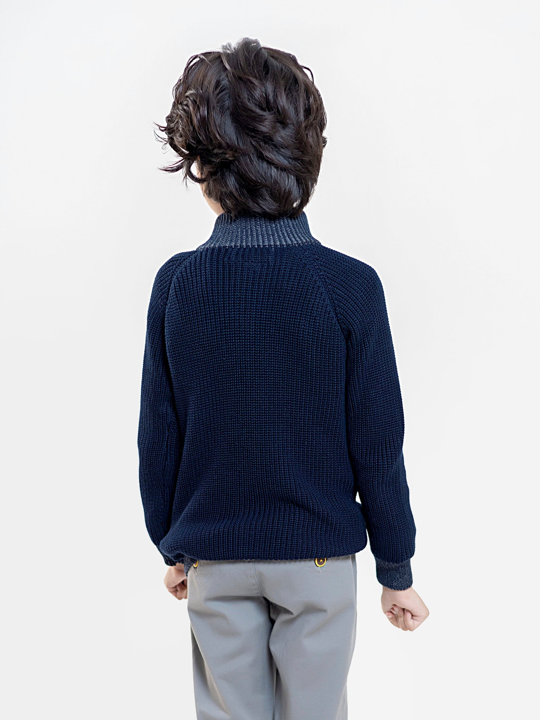 Navy Blue Chunky Casual Knitted Cardigan
