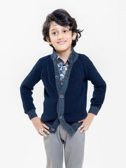 Navy Blue Chunky Casual Knitted Cardigan