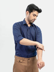 Navy Blue Classic Satin Formal Shirt