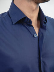 Navy Blue Classic Satin Formal Shirt