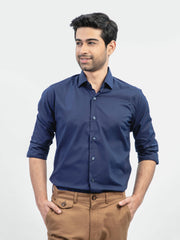 Navy Blue Classic Satin Formal Shirt