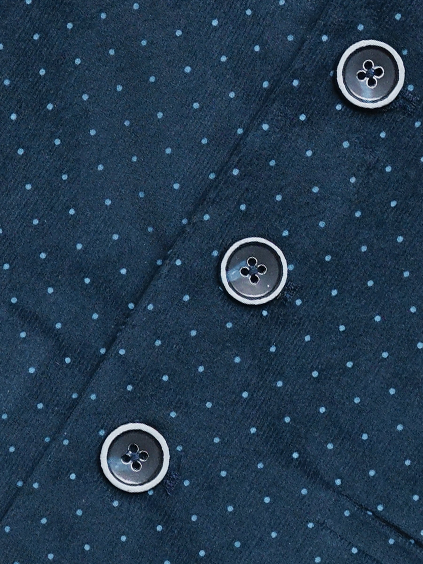 Navy Blue Corduroy Polka Dot Formal Vest with Bow - Junior