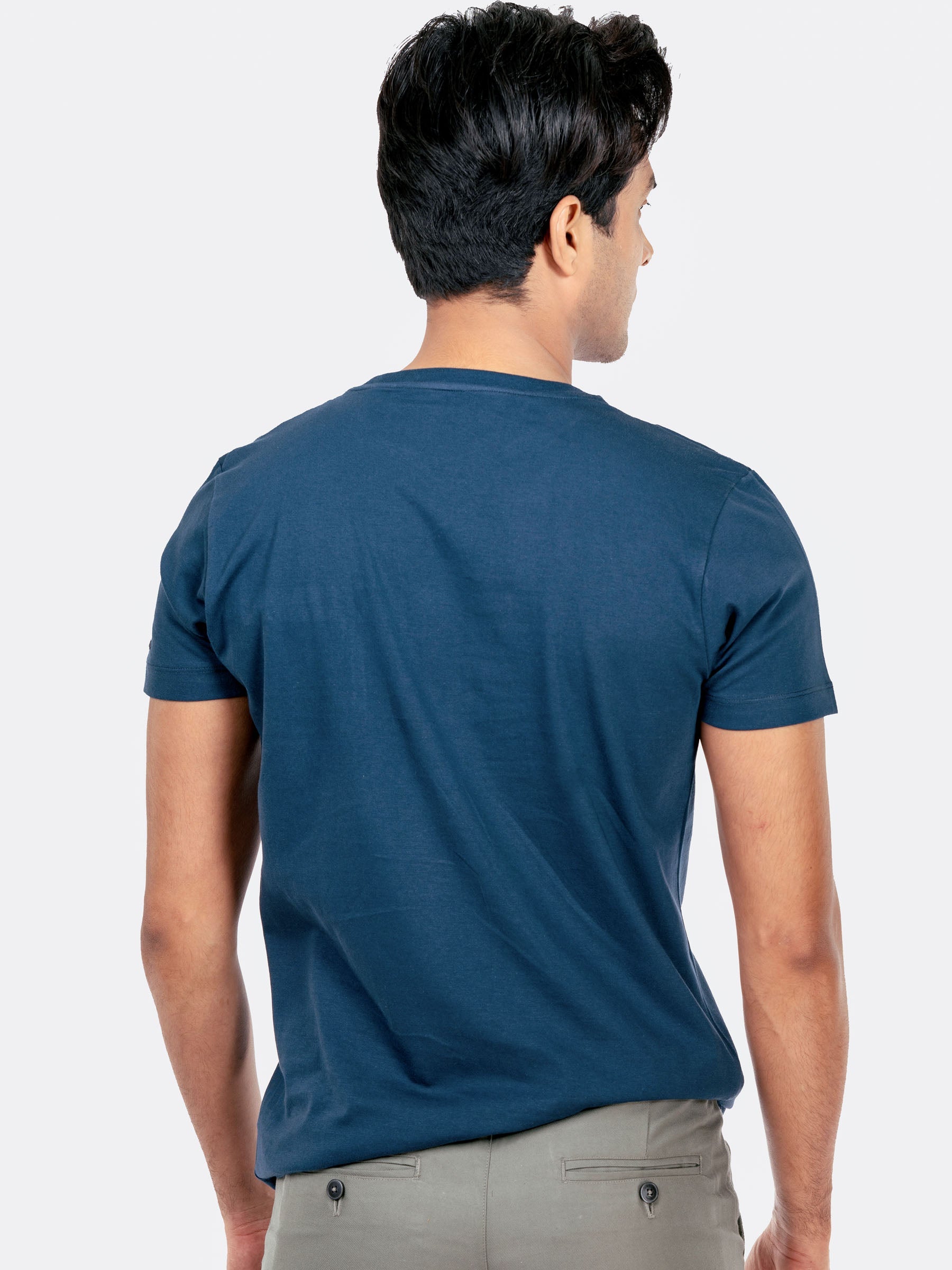 Navy Blue Crew Neck T-Shirt With Pocket