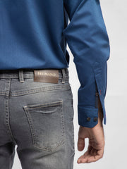 Navy Blue Dot Structured Formal Shirt