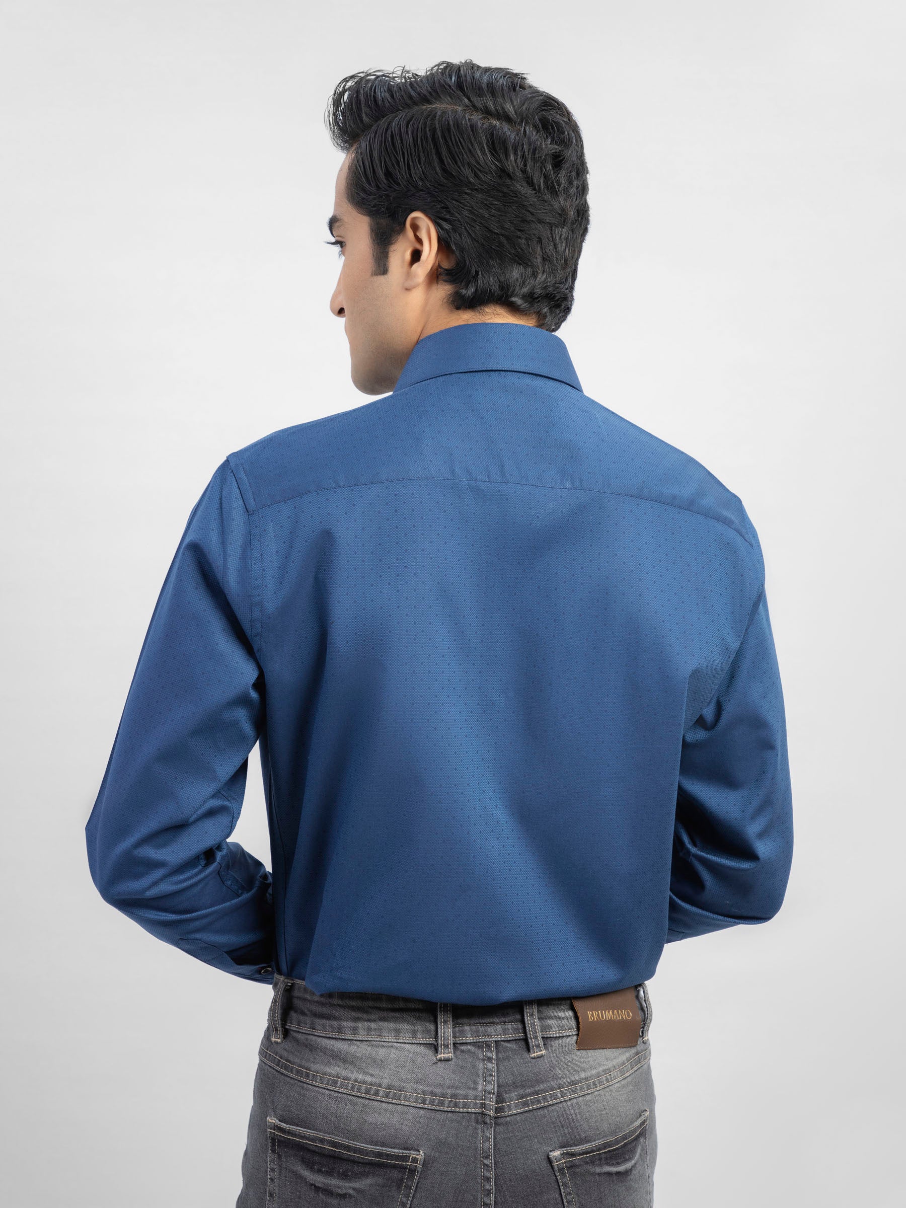 Navy Blue Dot Structured Formal Shirt