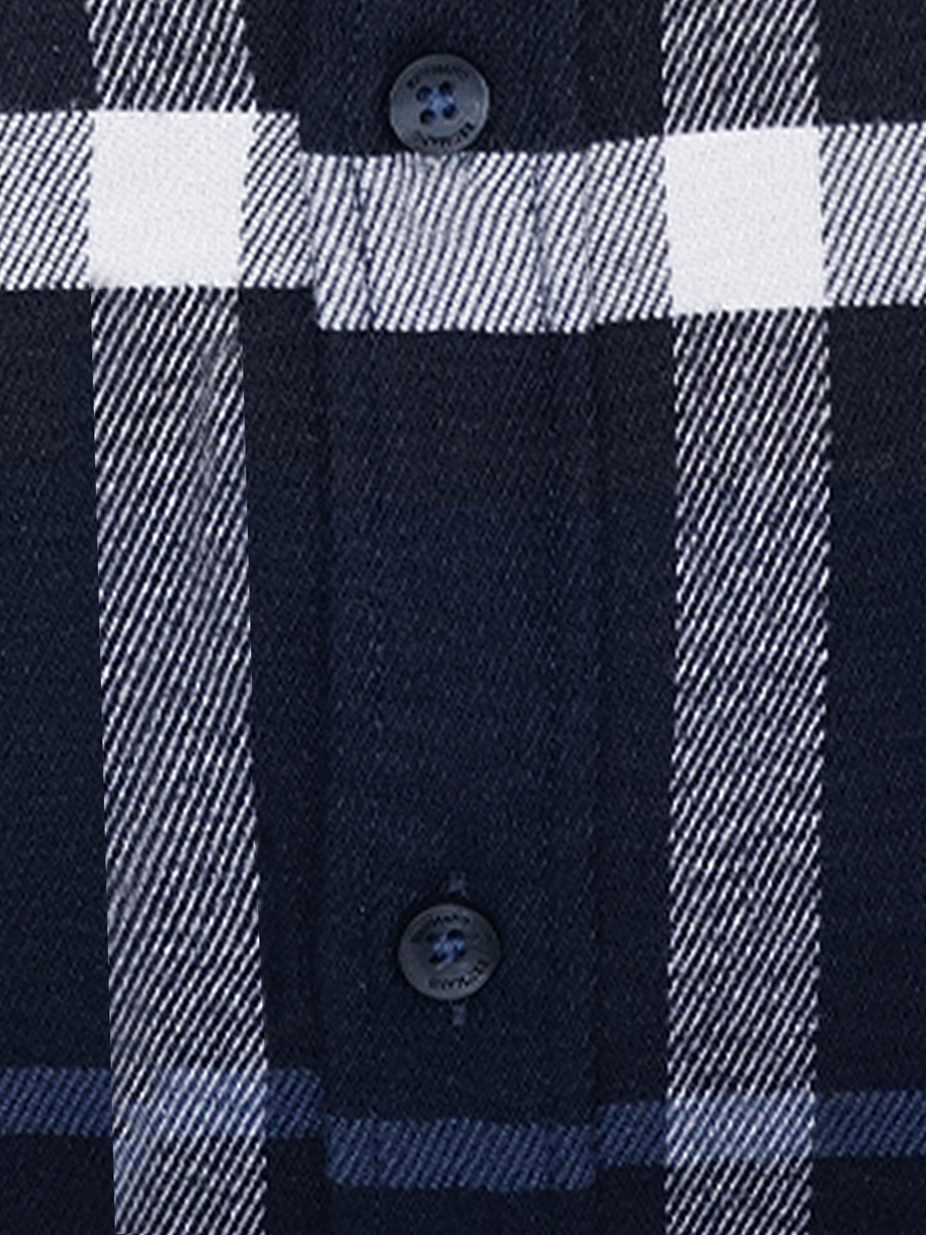 Navy Blue Flannel Gingham Checkered Shirt