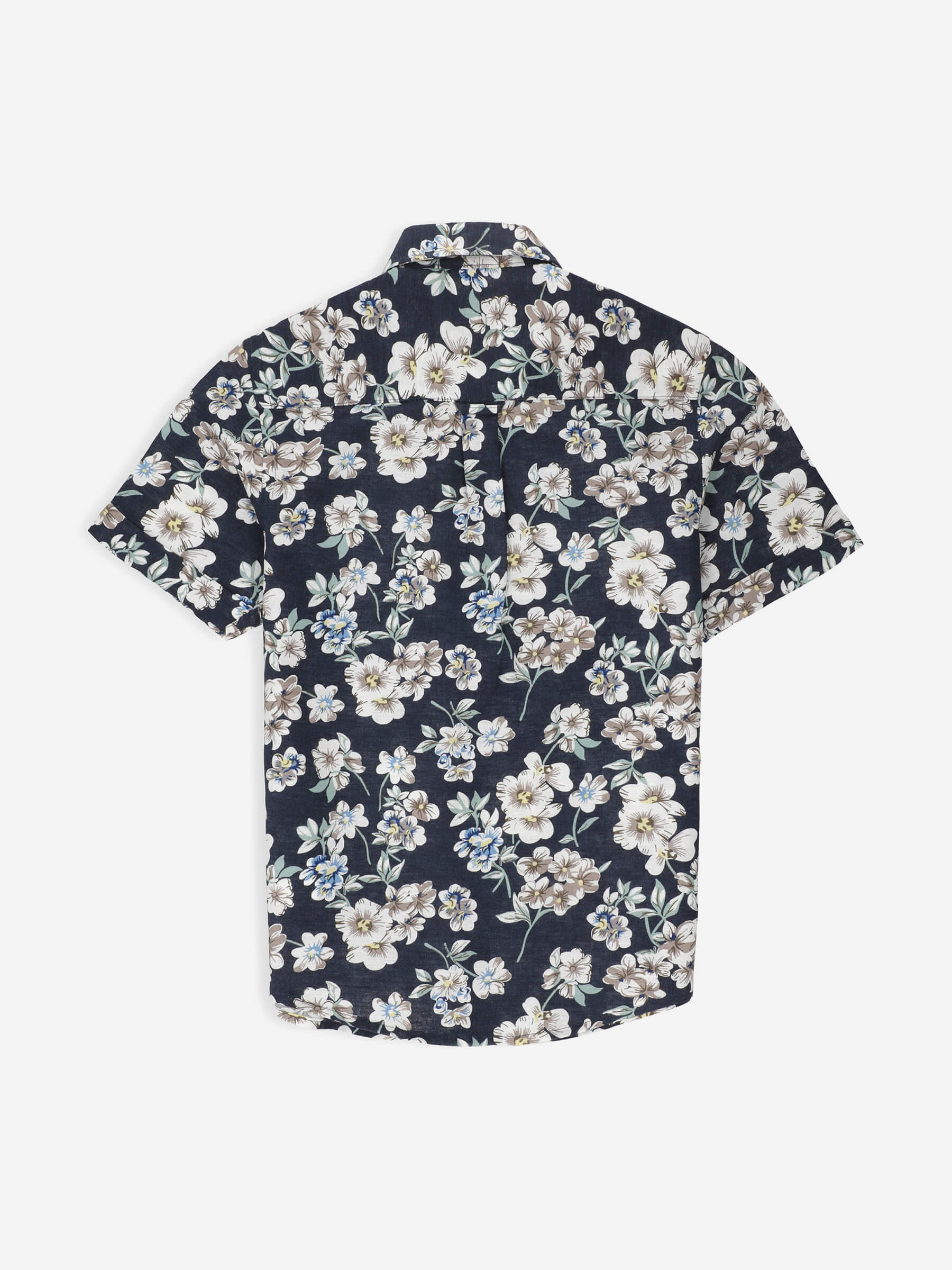 Navy Blue Floral Printed Half Sleeve Shirt