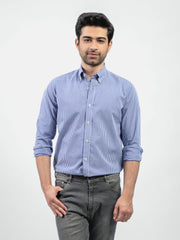 Navy Blue Gingham Button Down Shirt