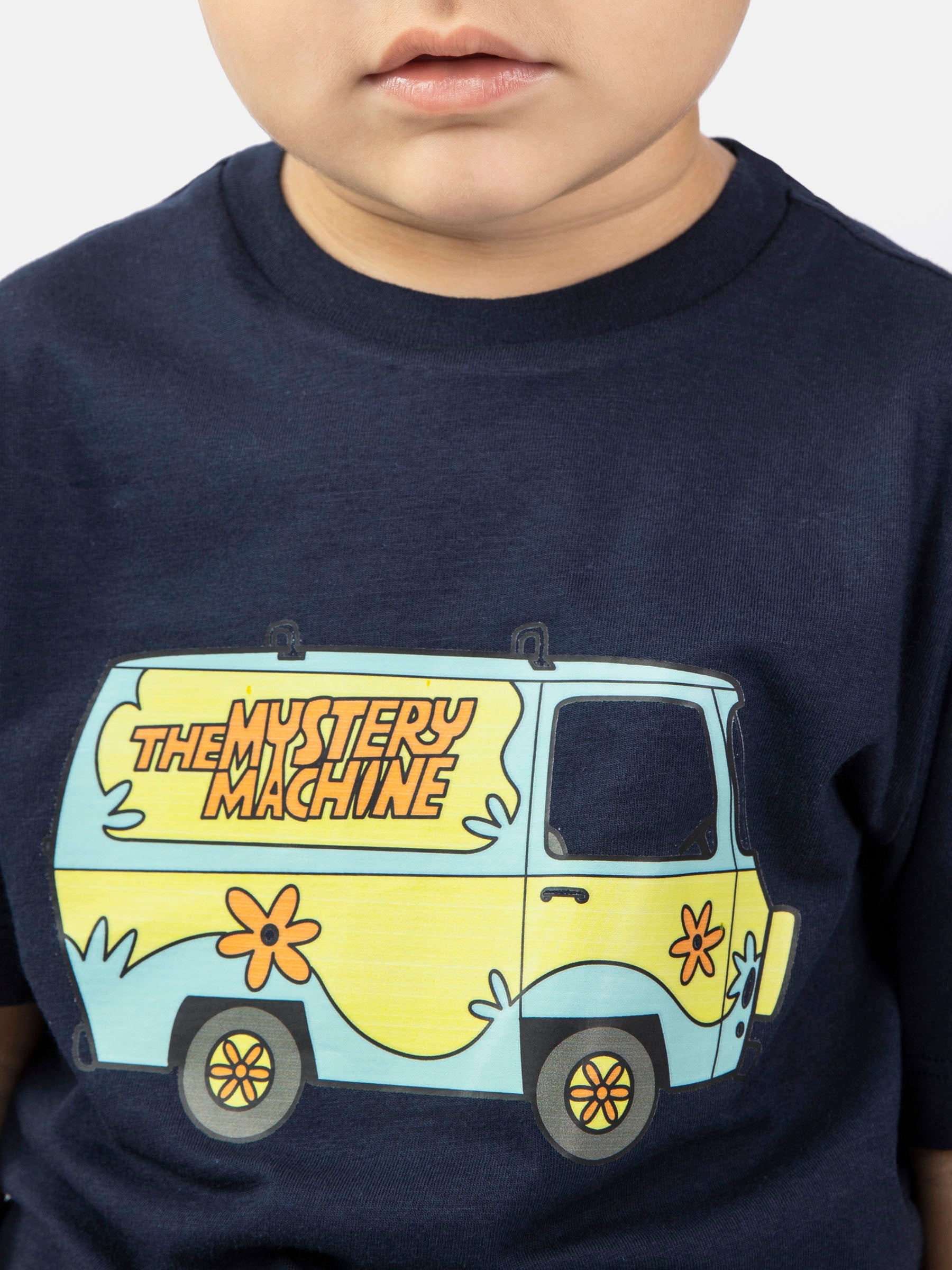 Navy Blue Graphic Printed 'Mystery Machine' Casual Tee