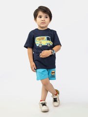 Navy Blue Graphic Printed 'Mystery Machine' Casual Tee