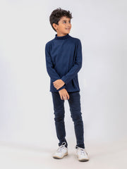 Navy Blue High Neck With Long Sleeves - Unisex
