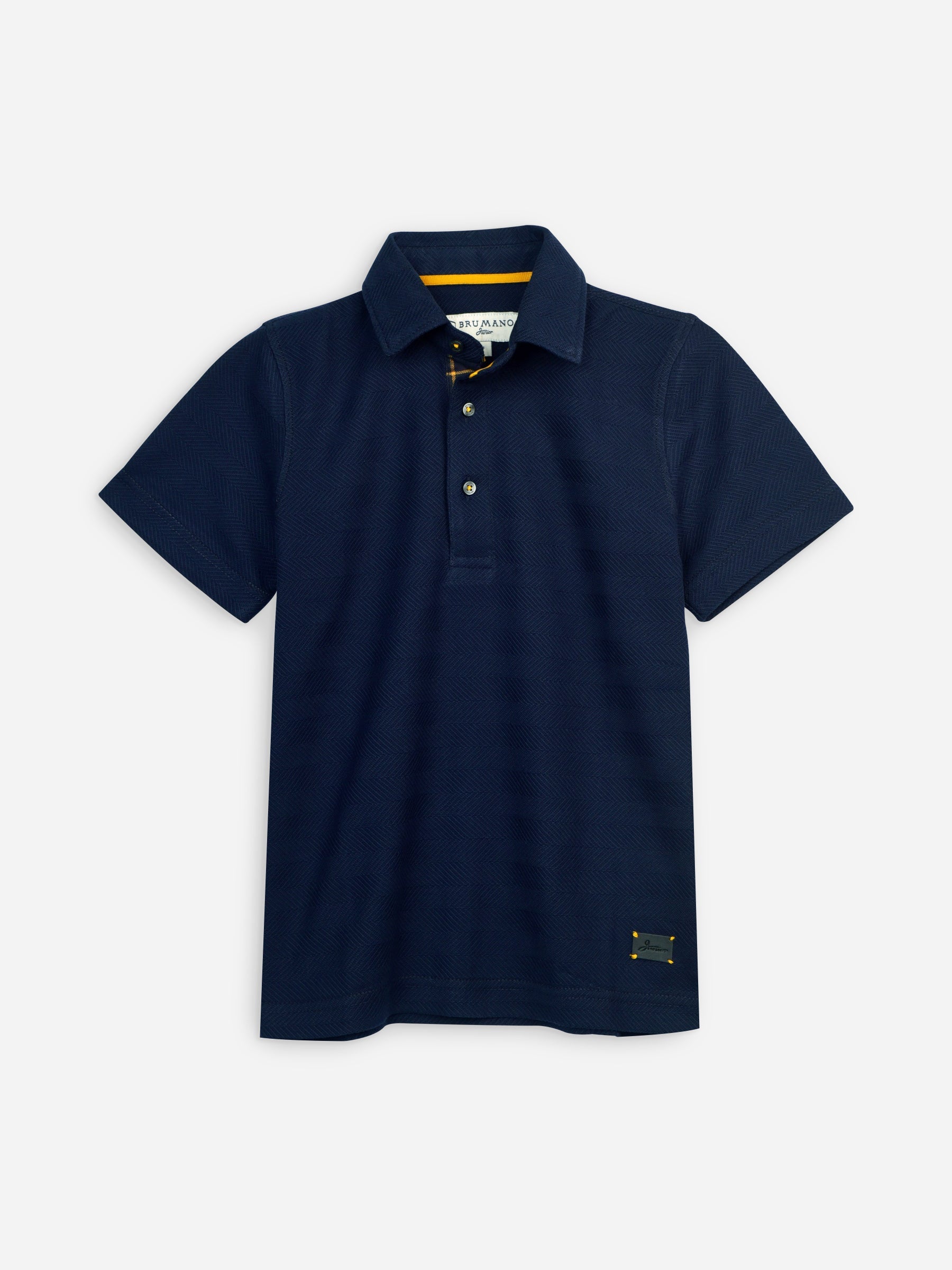 Navy Blue Horizontal Textured Casual Polo