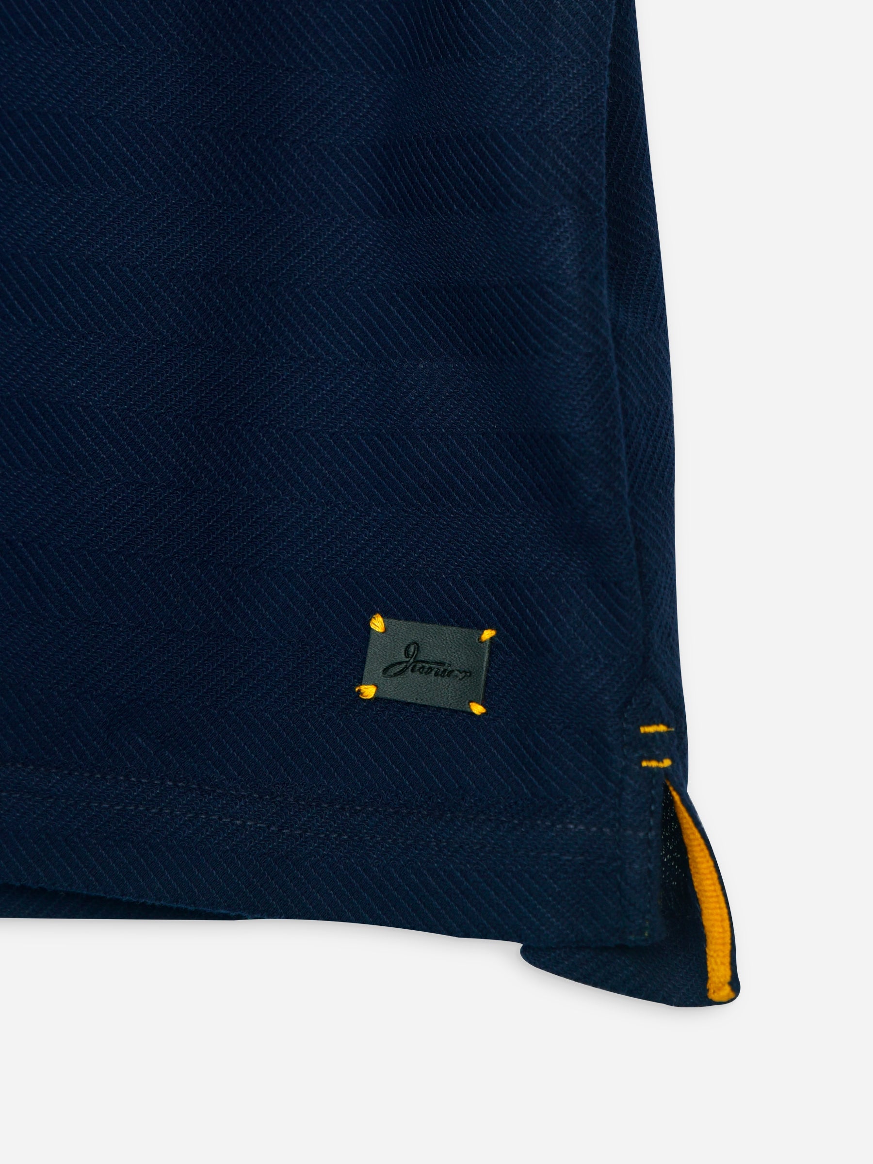 Navy Blue Horizontal Textured Casual Polo