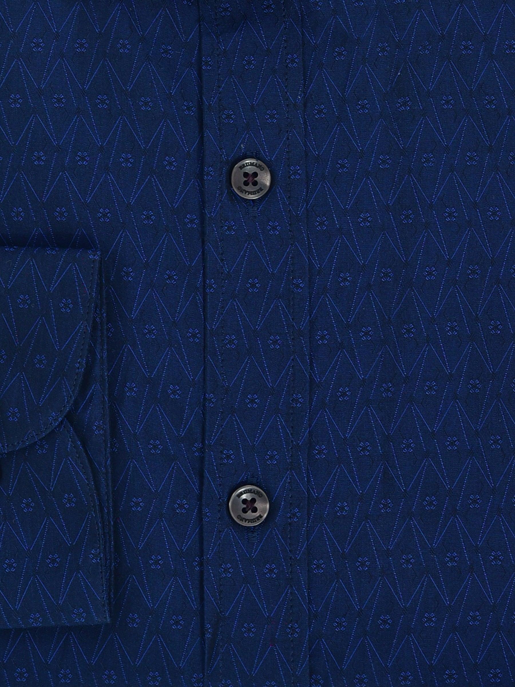 Navy Blue Jacquard Patterned Shirt