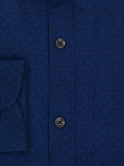 Navy Blue Jacquard Patterned Shirt