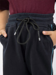 Navy Blue Knitted Jogger Pajama With Detailing