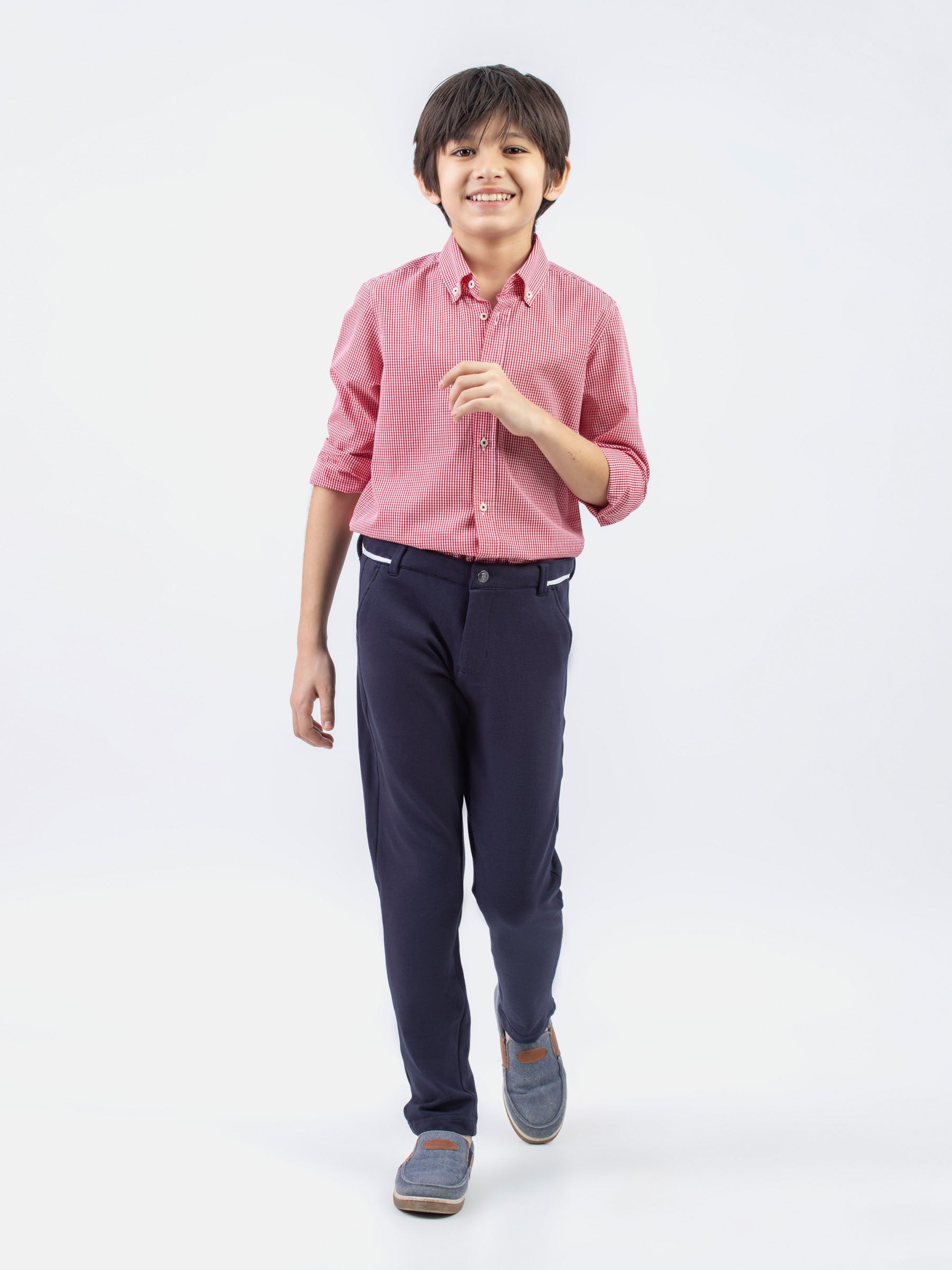 Navy Blue Knitted Trouser With Detailing