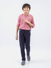 Navy Blue Knitted Trouser With Detailing