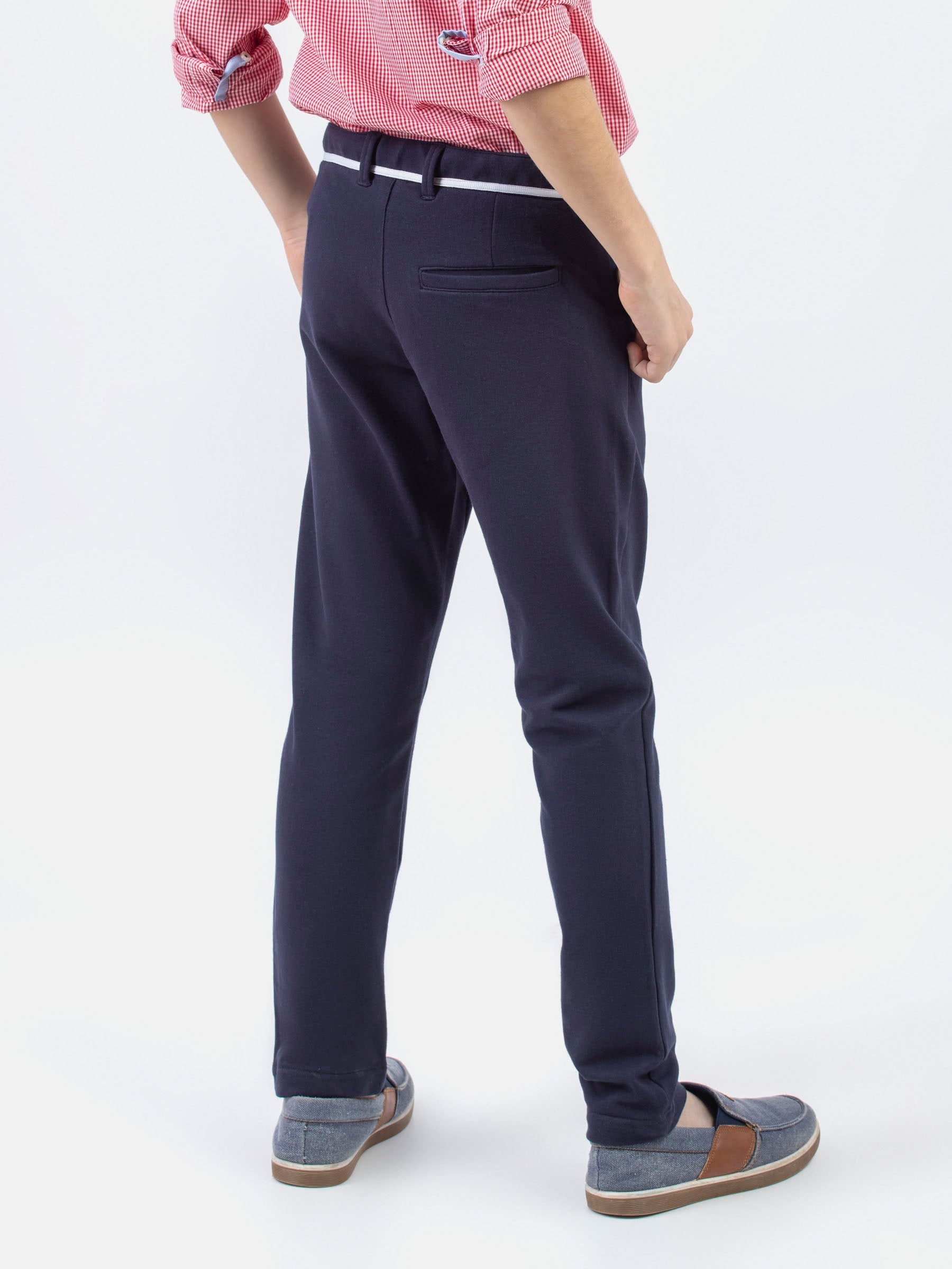 Navy Blue Knitted Trouser With Detailing