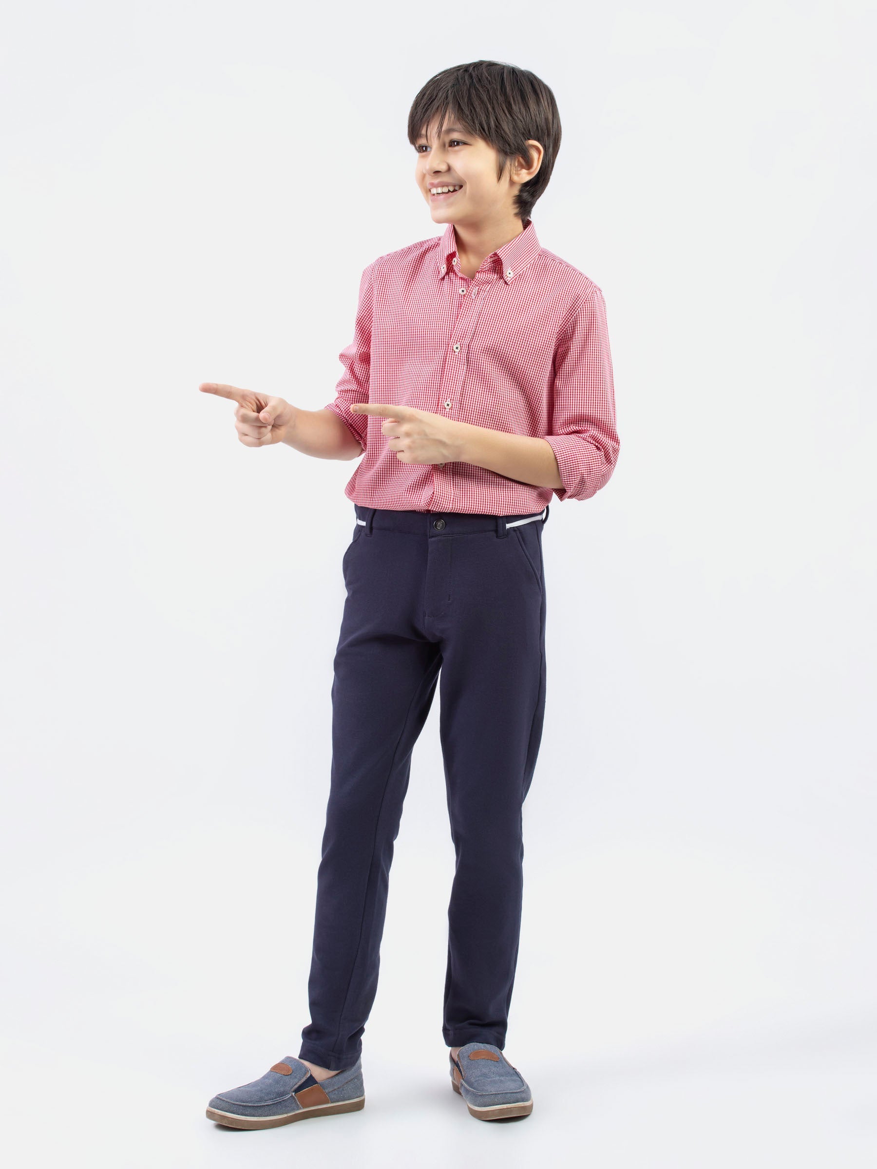 Navy Blue Knitted Trouser With Detailing
