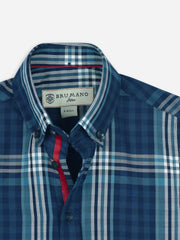 Navy Blue Large Checkered Casual Shirt