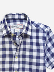 Navy Blue Large Gingham Half Sleeve Casual Shirt