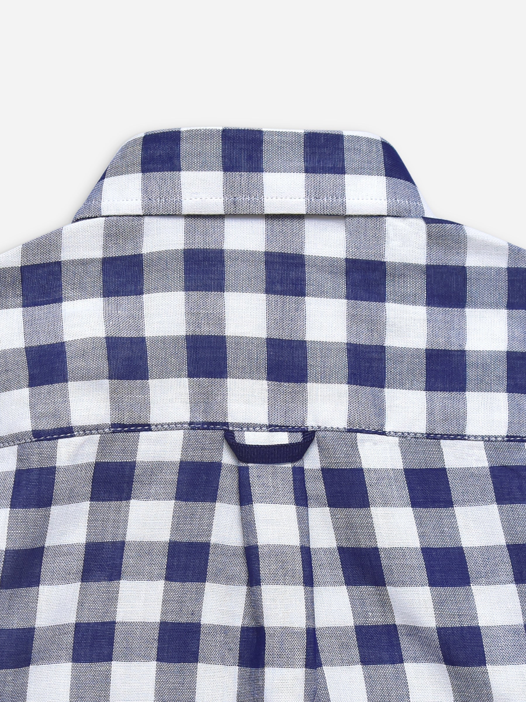 Navy Blue Large Gingham Half Sleeve Casual Shirt