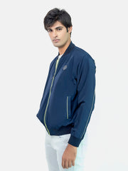 Navy Blue Light Bomber Jacket With Neon Detailing