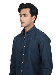 Navy Blue Linen Button Down Shirt