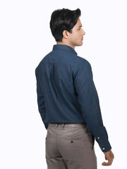 Navy Blue Linen Button Down Shirt