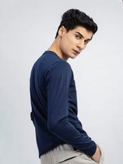 Navy Blue Long Sleeve Crew Neck T-Shirt