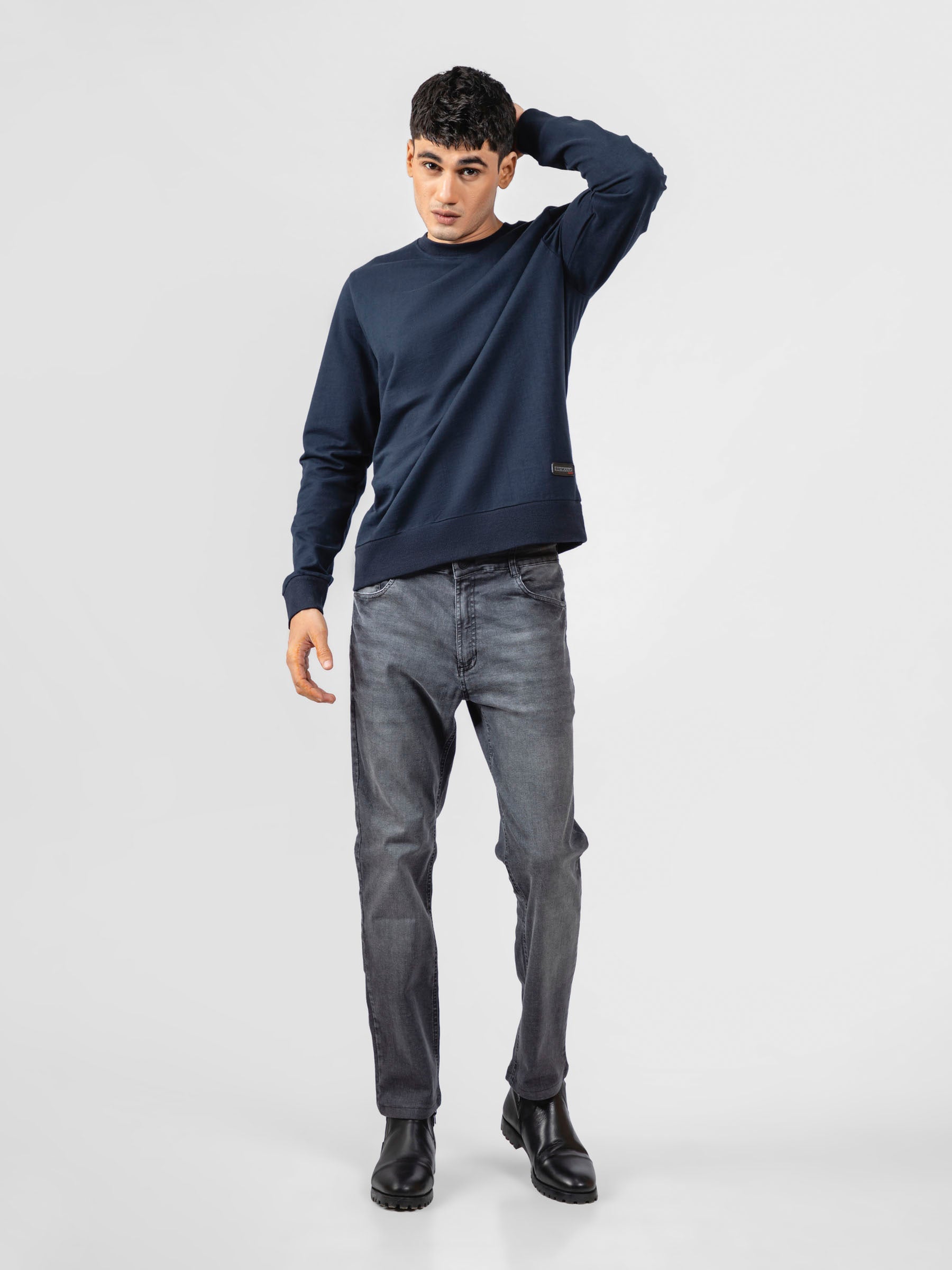 Navy Blue Long Sleeve Crewneck Sweatshirt