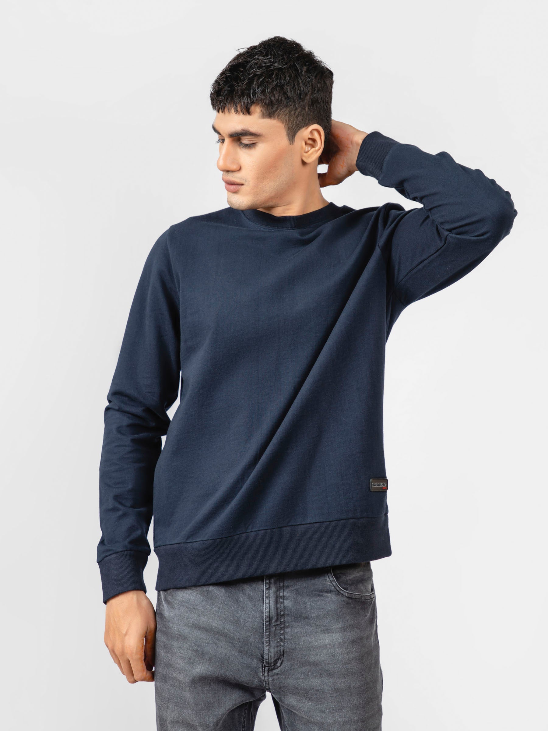Navy Blue Long Sleeve Crewneck Sweatshirt
