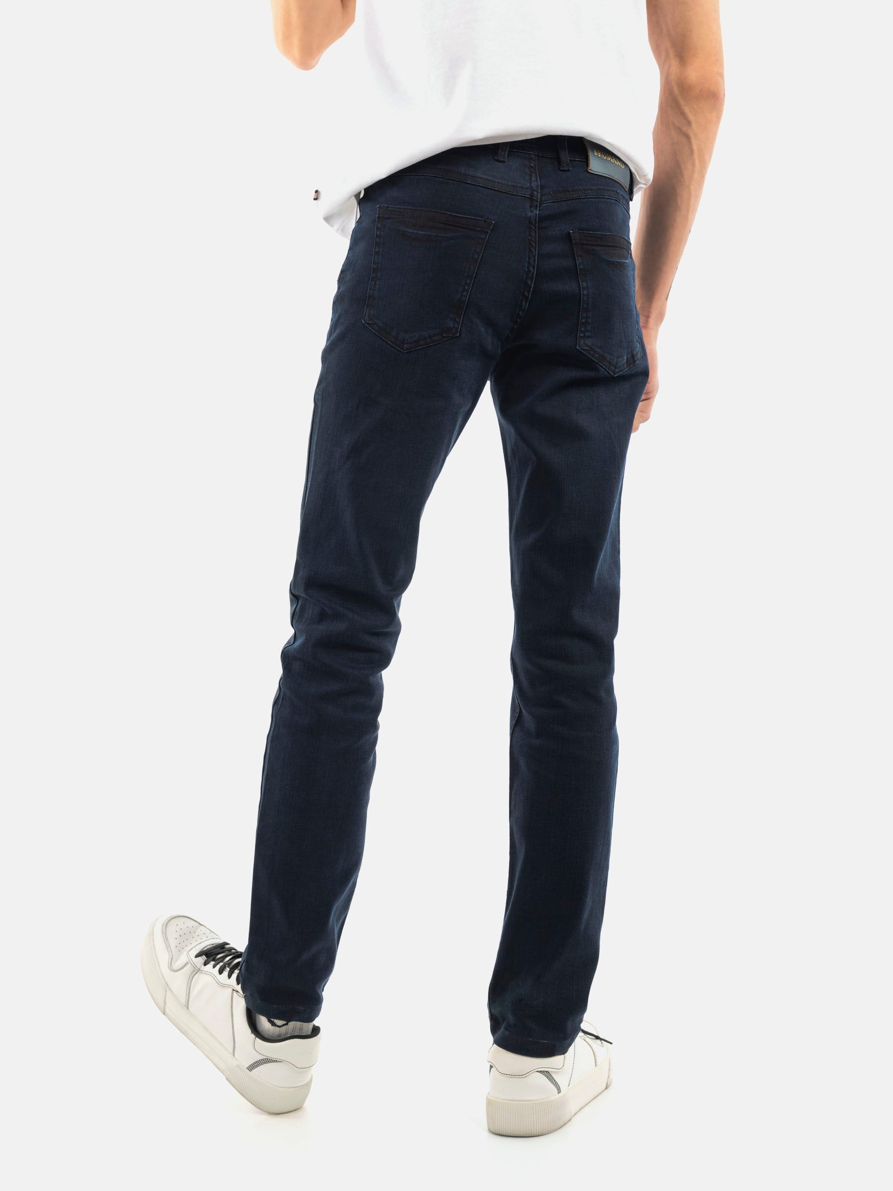 Navy Blue Micro Modal Slim Fit Denim Jeans
