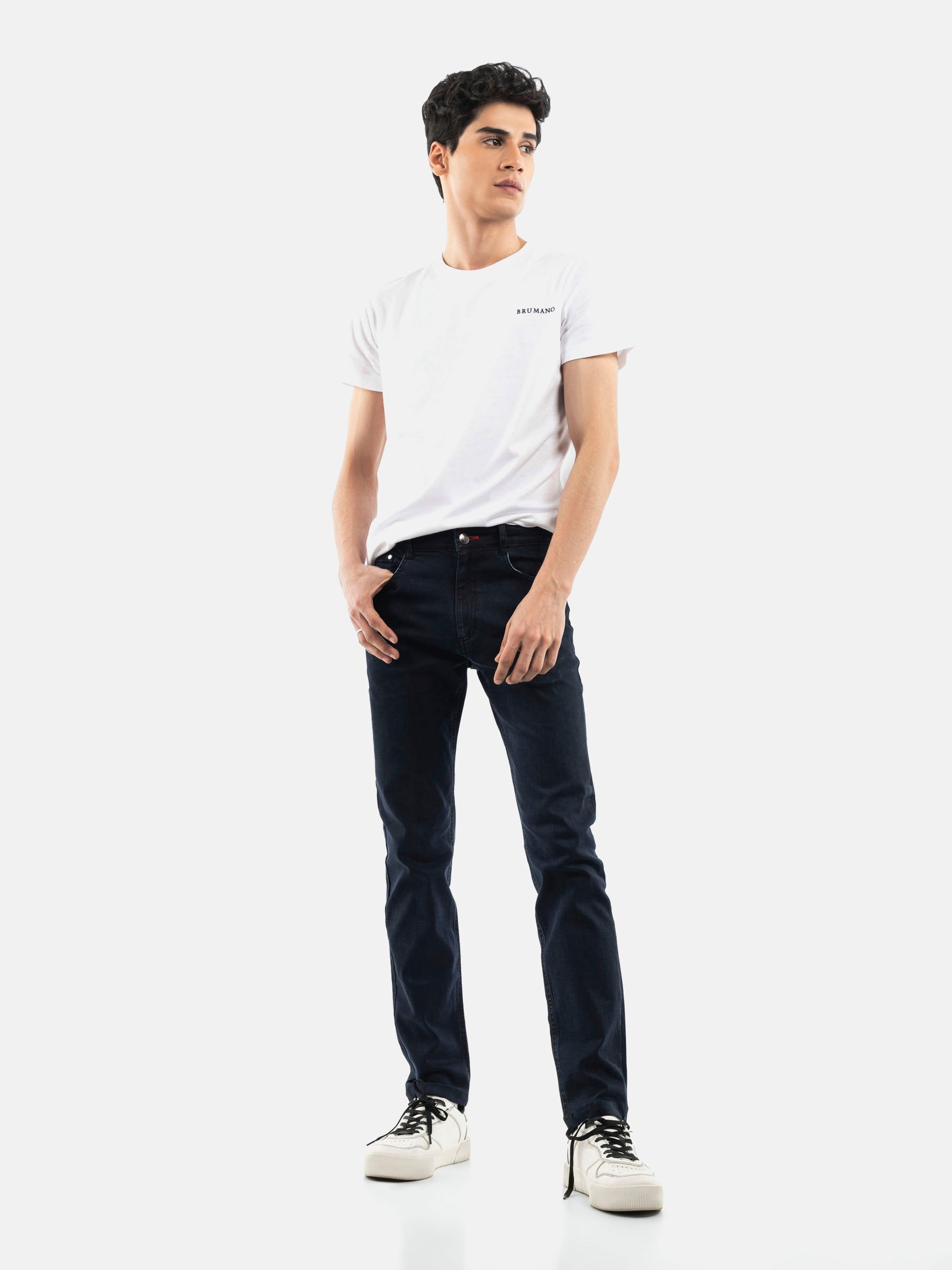 Navy Blue Micro Modal Slim Fit Denim Jeans