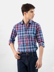 Navy Blue Multicolor Checkered Shirt