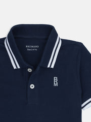 Navy Blue Pique Casual Tipped polo