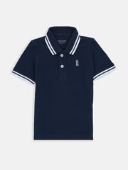 Navy Blue Pique Casual Tipped polo
