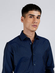 Navy Blue Polka Dot Formal Shirt