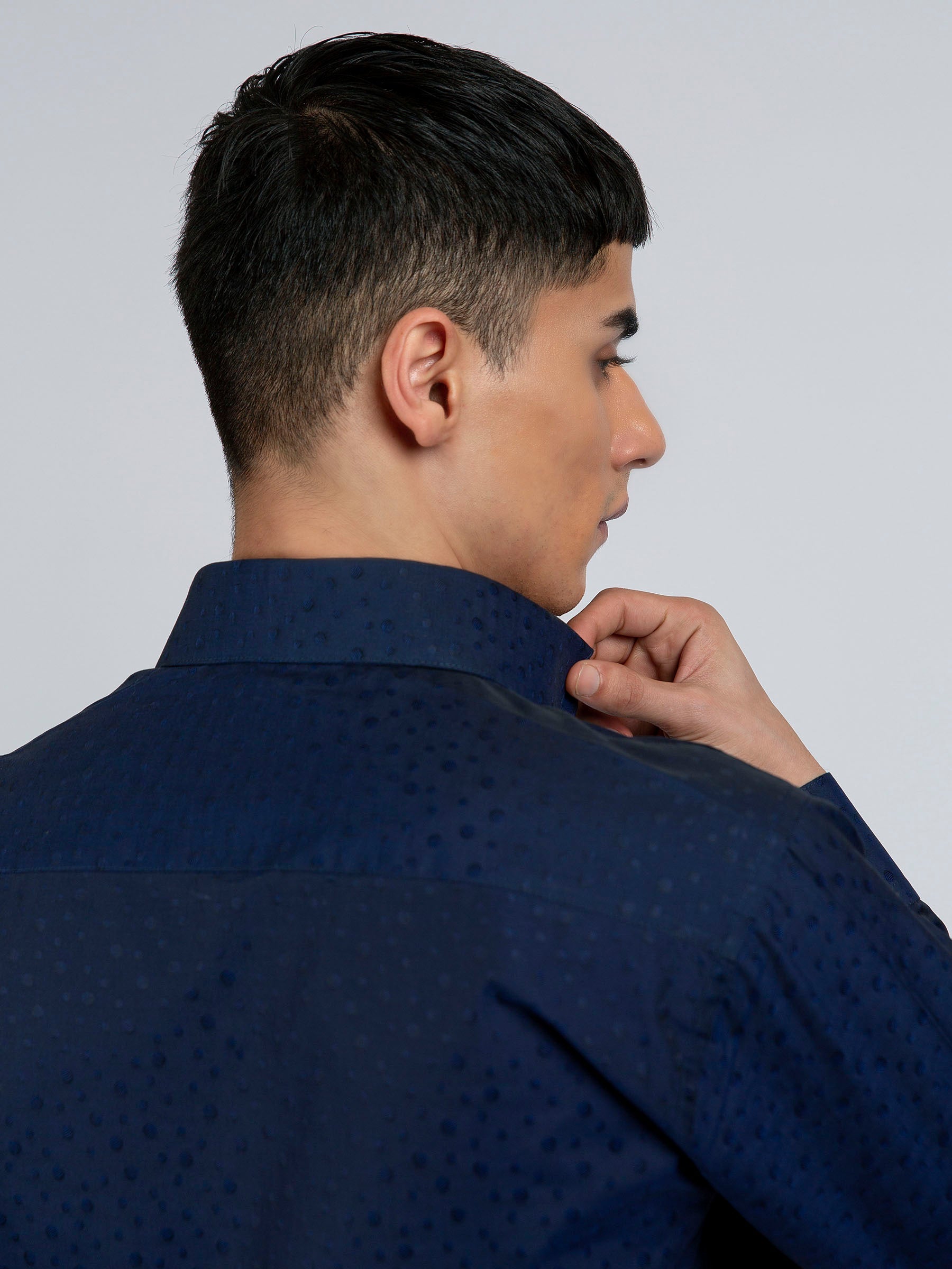 Navy Blue Polka Dot Formal Shirt