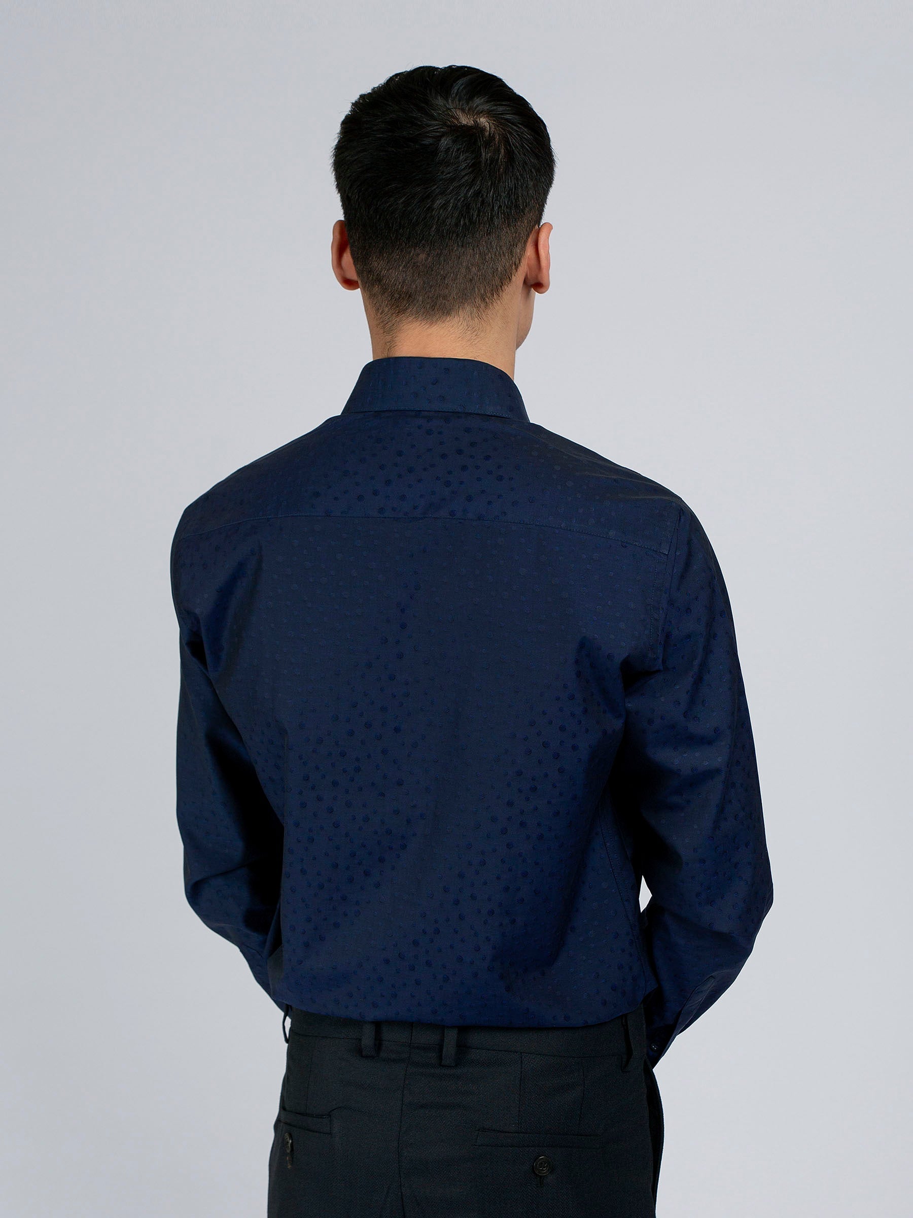 Navy Blue Polka Dot Formal Shirt