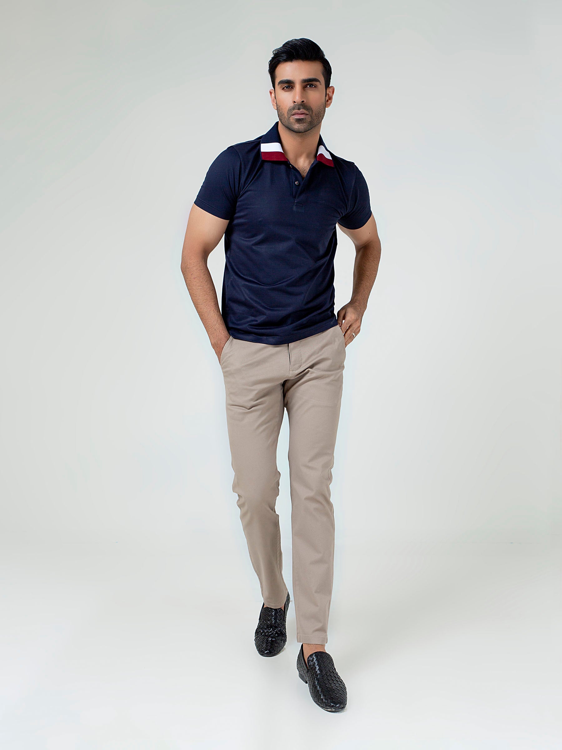 Navy Blue Polo With Sporty Collar
