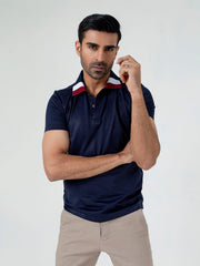 Navy Blue Polo With Sporty Collar