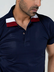 Navy Blue Polo With Sporty Collar