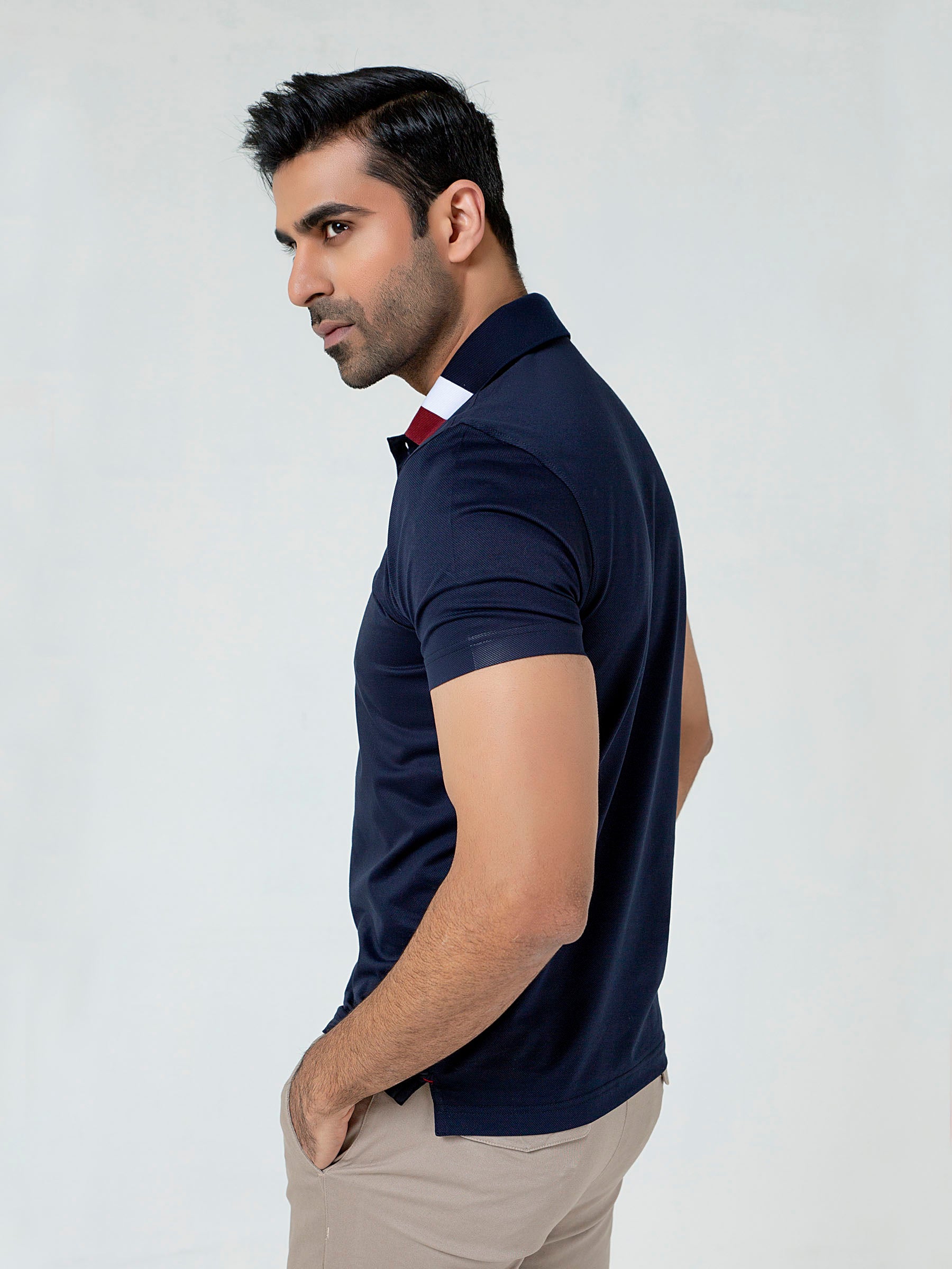 Navy Blue Polo With Sporty Collar