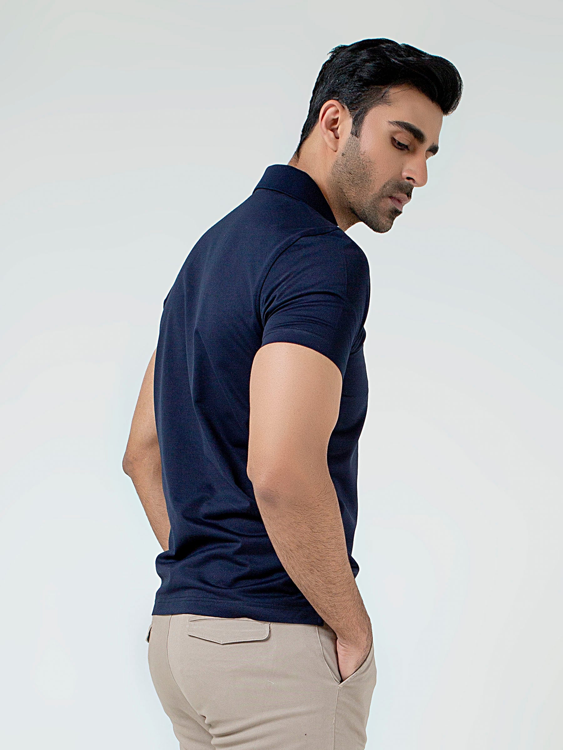 Navy Blue Polo With Sporty Collar