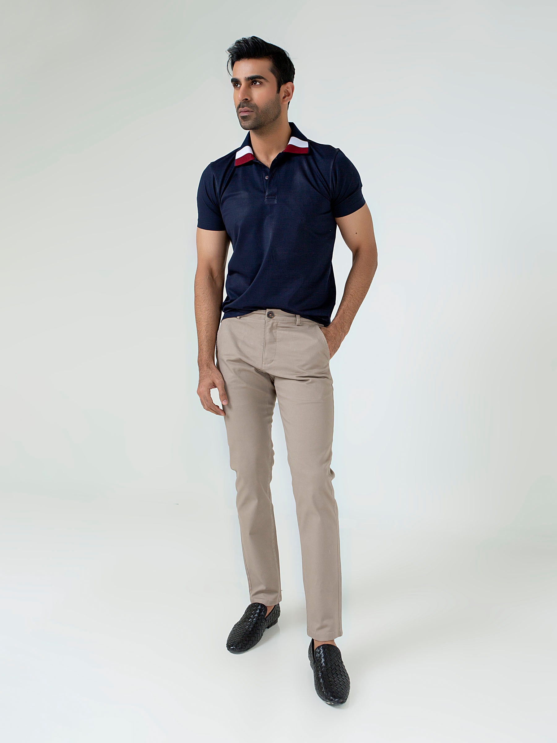 Navy Blue Polo With Sporty Collar